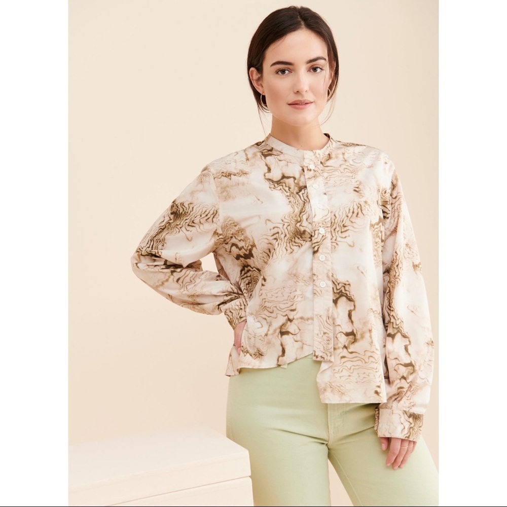 Anthropologie Caara Marbled Button down
